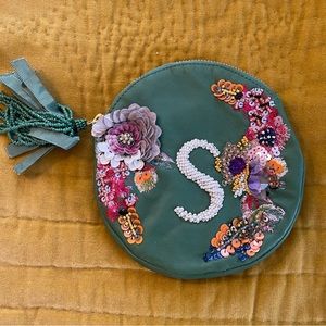 Anthropologie Anna Harlow Russo Leather Beaded Bag